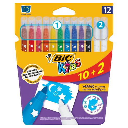 Bic Kids Flamastry 10 kolorów i wymazywacze 2 sztuki