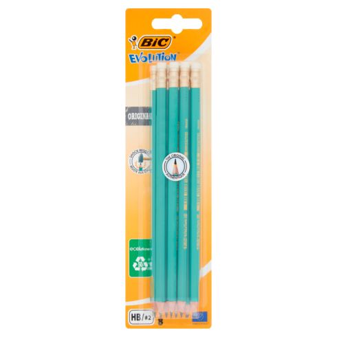 BiC Evolution Ecolutions Bezdrzewny ołówek grafitowy z gumką HB 8 sztuk