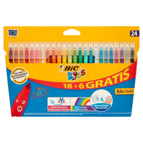 BiC Kids Kolorowe flamastry zmywalne 24 kolory