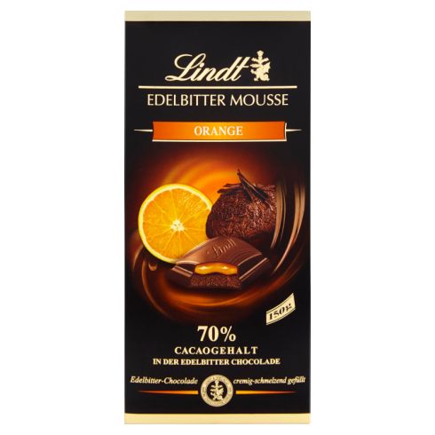 Lindt 70% Gorzka czekolada nadziewana musem i nadzieniem pomarańczowym 150 g