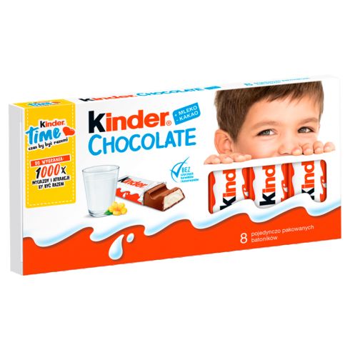 Kinder Chocolate Batoniki z mlecznej czekolady z nadzieniem mlecznym 100 g (8 x 12,5 g)