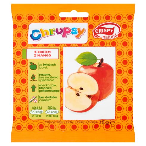 Crispy Natural Chrupsy Suszone chipsy z jabłka z sokiem z mango 18 g