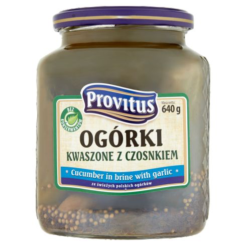 Provitus Ogórki kwaszone z czosnkiem 640 g