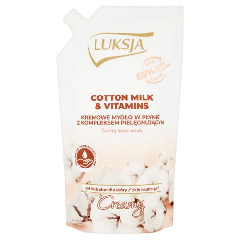 Luksja Creamy Cotton Milk & Vitamins Kremowe mydło w płynie opakowanie uzupełniające 400 ml