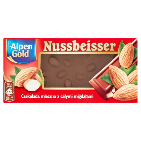 Alpen Gold Nussbeisser Gold Czekolada mleczna z całymi migdałami 100 g