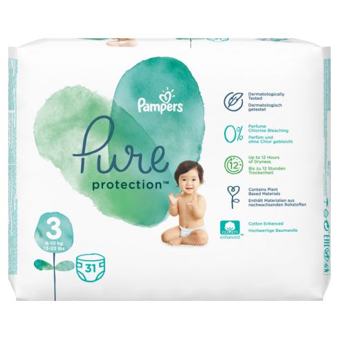 Pampers Pure Protection Rozmiar 3, 31 pieluch, 6-10 kg
