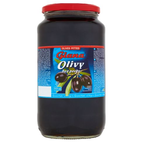 Giana Hiszpańskie oliwki czarne bez pestki w słonej zalewie 880 g