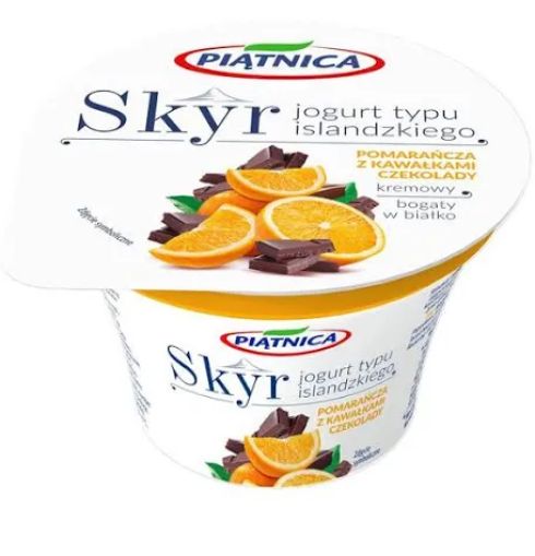 Piątnica skyr jogurt typu islandzkiego pomarańcza z kawałkami czekolady 150g