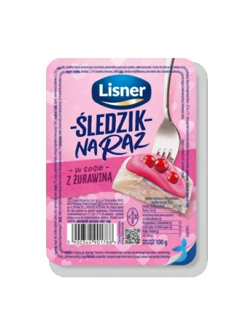Śledzik na raz w sosie z żurawiną 100g  Lisner