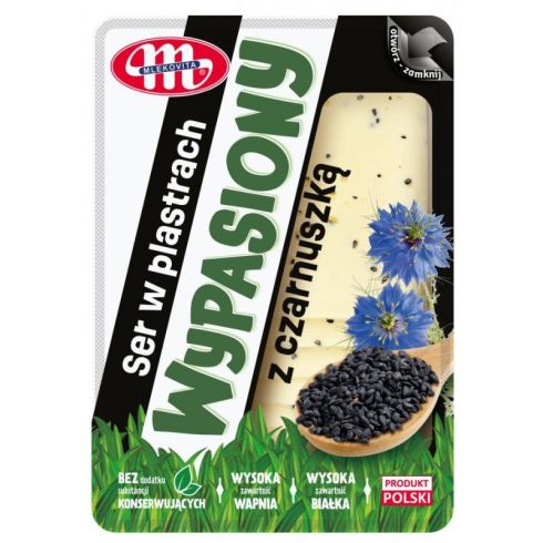 Ser wypasiony z czarnuszką plastry 135g  Mlekovita