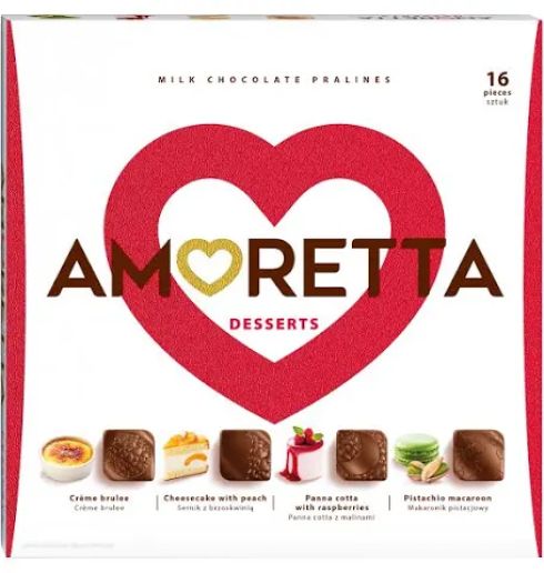 Amoretta Desserts Praliny w Czekoladzie Mlecznej Cztery Smaki 106 g