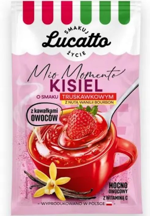 LUCATTO Mio Momento Kisiel Truskawka z Wanilią Bourbon i Kawałkami Owoców 31,5 g