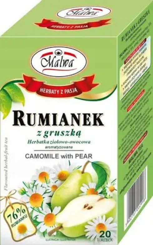 Malwa rumianek z gruszką herbatka ziołowa 20x2g