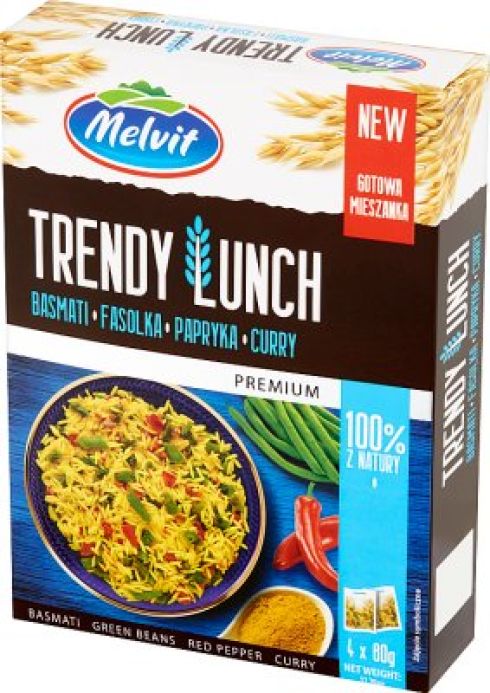 Melvit trendy lunch mieszanka basmati,fasolka,papryka,curry  4x80g
