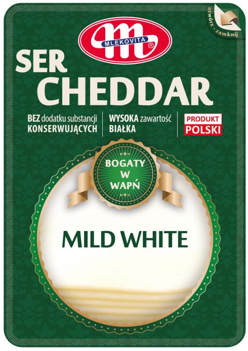 Ser cheddar mild white plastry 300g Mlekovita